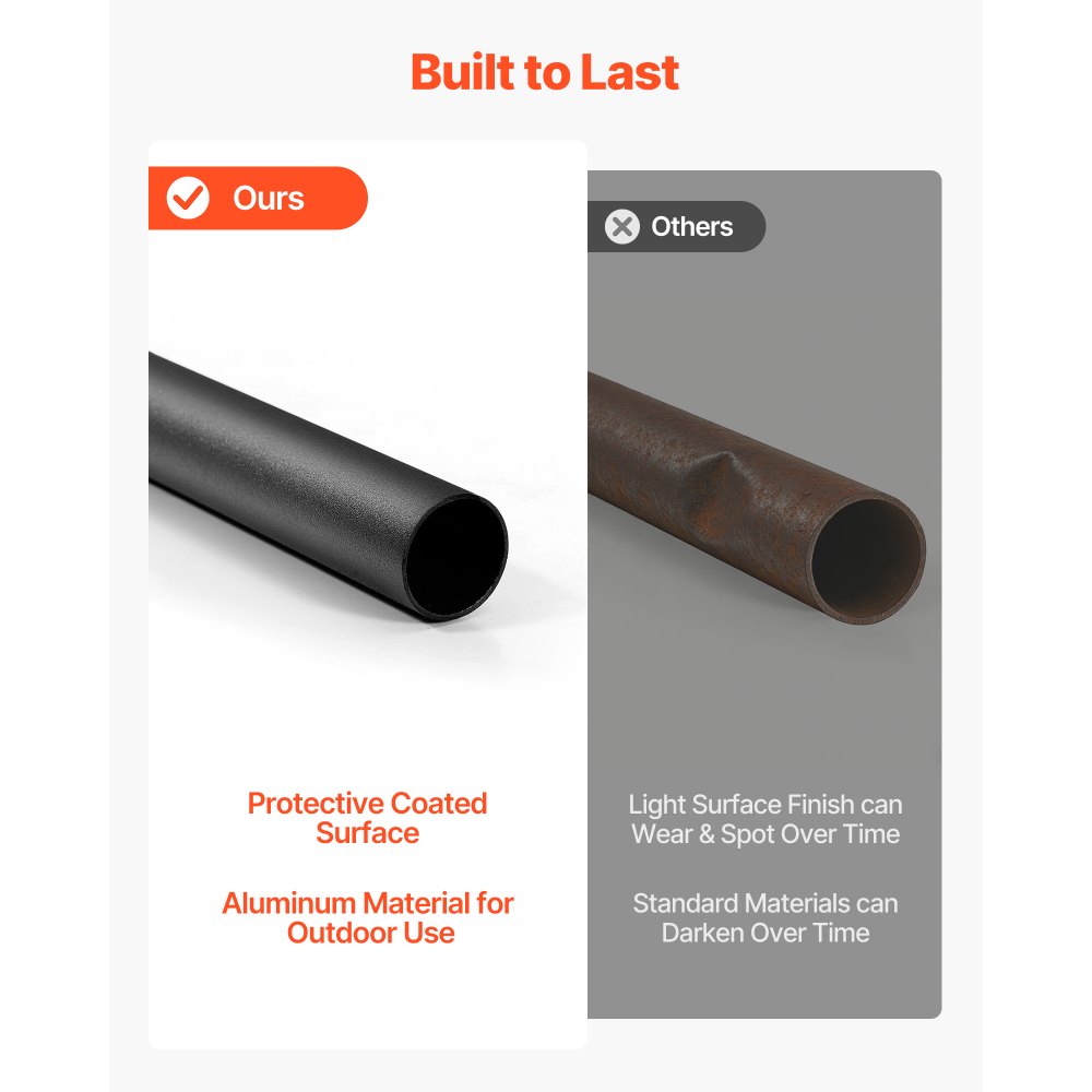 VEVOR 125 Pack Deck Balusters, 81.3 cm Aluminum Railing Spindles, 1.9 cm Diameter Hollow Round Metal Decking Stair Balusters with Connectors, Screws, for Deck, Porch & Staircase Railing Fence, Black