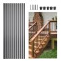 VEVOR Staircase Balusters 51 Pack, 914 mm Aluminum Stair Balusters, 19 mm Water-Proof Round Metal Spindle Railing, Hollow Deck Railing with Rail Caps & Screws for Stairs, Porch, Patio, Fence, Black