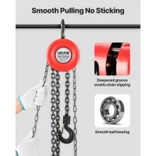 VEVOR Hand Chain Hoist 2200 lbs Capacity 20 ft Manual Chain Block with G70 Chain