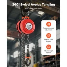 VEVOR Hand Chain Hoist 2200 lbs Capacity 8 ft Manual Chain Block with G70 Chain