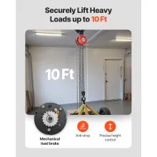 VEVOR Hand Chain Hoist 4400 lbs Capacity 10 ft Manual Chain Block with G70 Chain