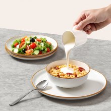 12 PCS Dinnerware Set Ceramic Plates and Bowls Sets Service for 4 White