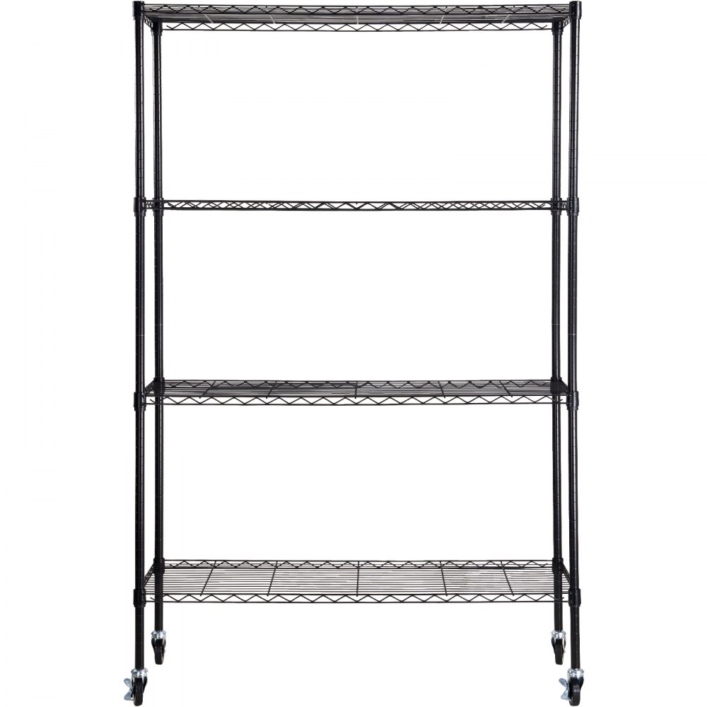 VEVOR Storage Shelving Unit with Wheels, 4-Tier Adjustable, 700 lbs Capacity, Heavy Duty Garage Shelves Metal Organizer Wire Rack, Black, 47.2" L x 17.7" W x 74" H for Kitchen Pantry Basement Bathroom