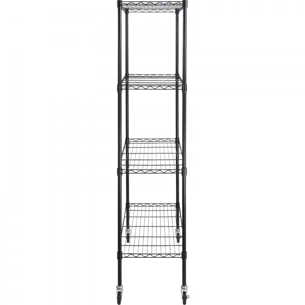 VEVOR Storage Shelving Unit with Wheels, 4-Tier Adjustable, 700 lbs Capacity, Heavy Duty Garage Shelves Metal Organizer Wire Rack, Black, 47.2" L x 17.7" W x 74" H for Kitchen Pantry Basement Bathroom