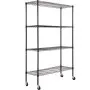 VEVOR Storage Shelving Unit with Wheels, 4-Tier Adjustable, 700 lbs Capacity, Heavy Duty Garage Shelves Metal Organizer Wire Rack, Black, 47.2" L x 17.7" W x 74" H for Kitchen Pantry Basement Bathroom