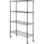VEVOR Storage Shelving Unit with Wheels, 4-Tier Adjustable, 700 lbs Capacity, Heavy Duty Garage Shelves Metal Organizer Wire Rack, Black, 47.2" L x 17.7" W x 74" H for Kitchen Pantry Basement Bathroom
