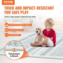 VEVOR 6 Tiles Kids Play Mat, 0.5 Inch Toddler Play Mat with EVA Foam, 24" x 24" Puzzle Play Mat with 24 sq.ft Coverage, Interlocking Toddler Mats for Play Room, Nursery, Living Room, Light Gray