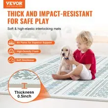 VEVOR 6 Tiles Kids Play Mat, 0.5 Inch Toddler Play Mat with EVA Foam, 24" x 24" Puzzle Play Mat with 24 sq.ft Coverage, Interlocking Toddler Mats for Play Room, Nursery, Living Room, Light Gray