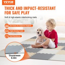 VEVOR 36 Tiles Kids Play Mat, 0.4 Inch Toddler Play Mat with EVA Foam, 12" x 12" Puzzle Play Mat with 36 sq.ft Coverage, Interlocking Toddler Mats for Play Room, Nursery, Living Room, Camel&Gray&Beige