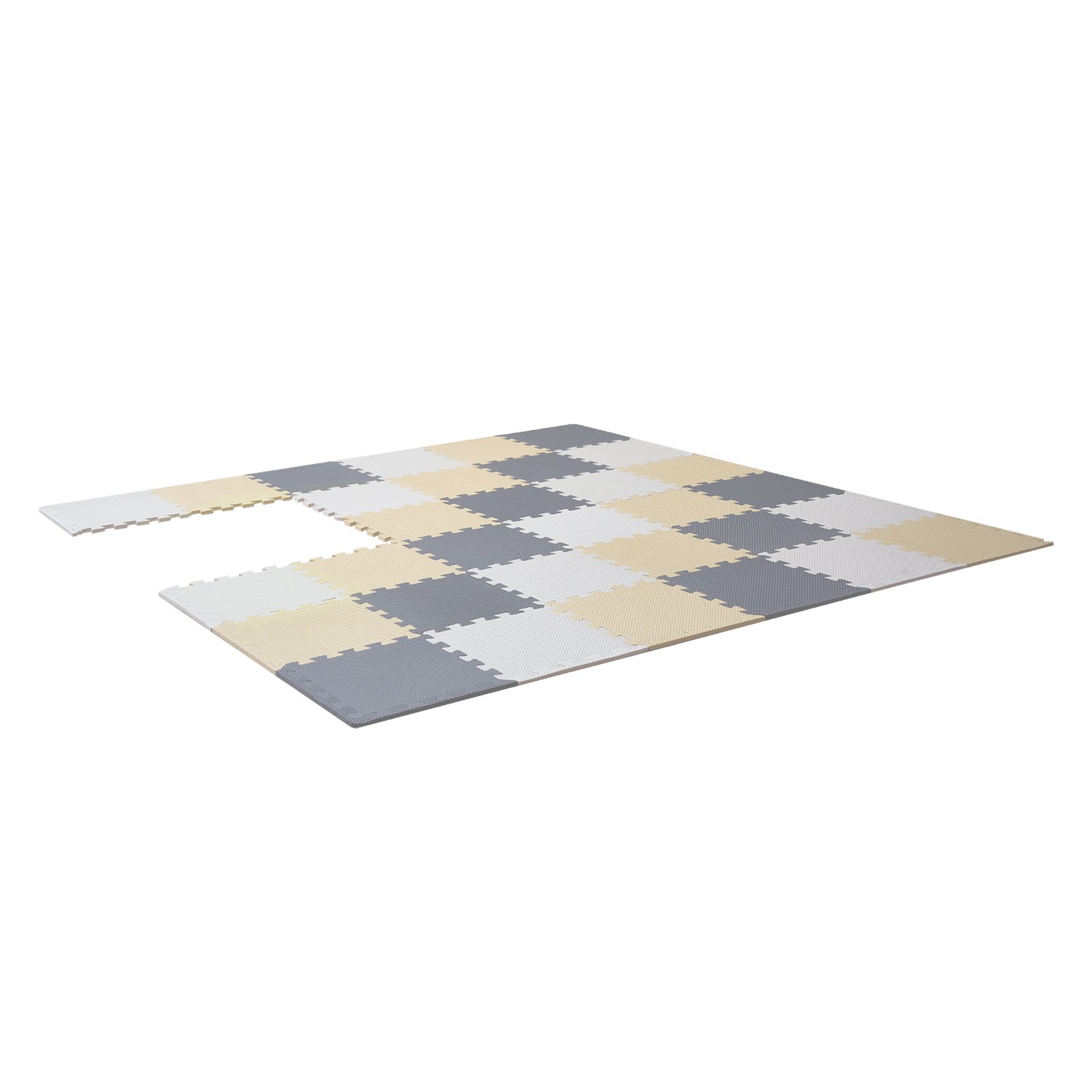 VEVOR - Alfombrilla de juego para niños de 36 piezas, 0,4 pulgadas, espuma EVA, 12 x 12 pulgadas, con forma de rompecabezas y una cobertura de 36 pies cuadrados, alfombrillas entrelazadas para niños pequeños, para sala de juegos, guardería, sala de estar, color camello, gris y beige