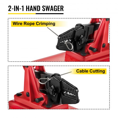 VEVOR Bench Type Hand Swager, 24" Bench Type Swaging Tool, Bench Type Crimper for 1/16" 3/32" 1/8" 5/32" 3/16", CRV (HRC 35-45 Degree) Bench Type Crimping Tool, Bench Swager Tool for Cable Wire Rope