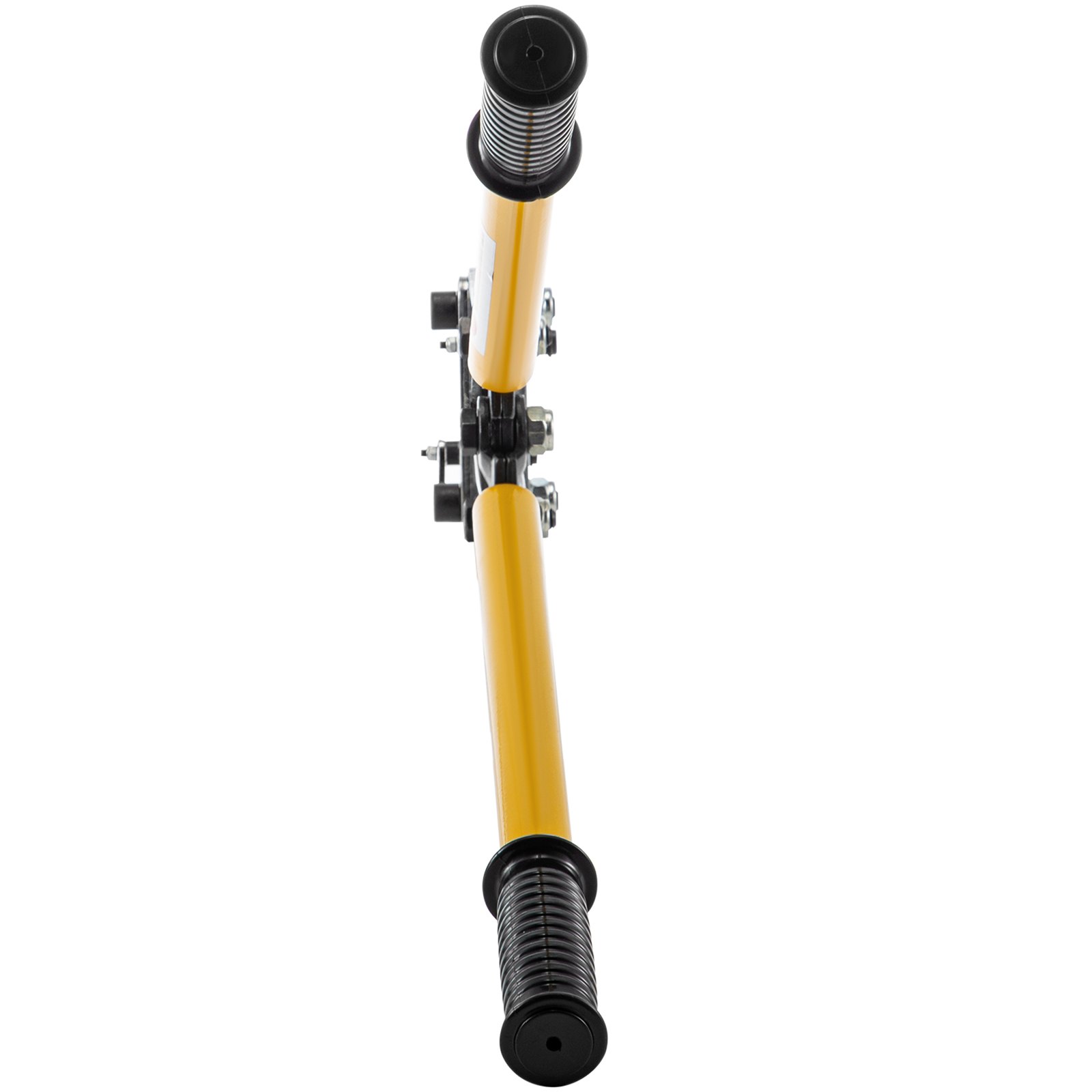 yellow VEVOR battery cable crimper with dual black handles, viewed from the top.