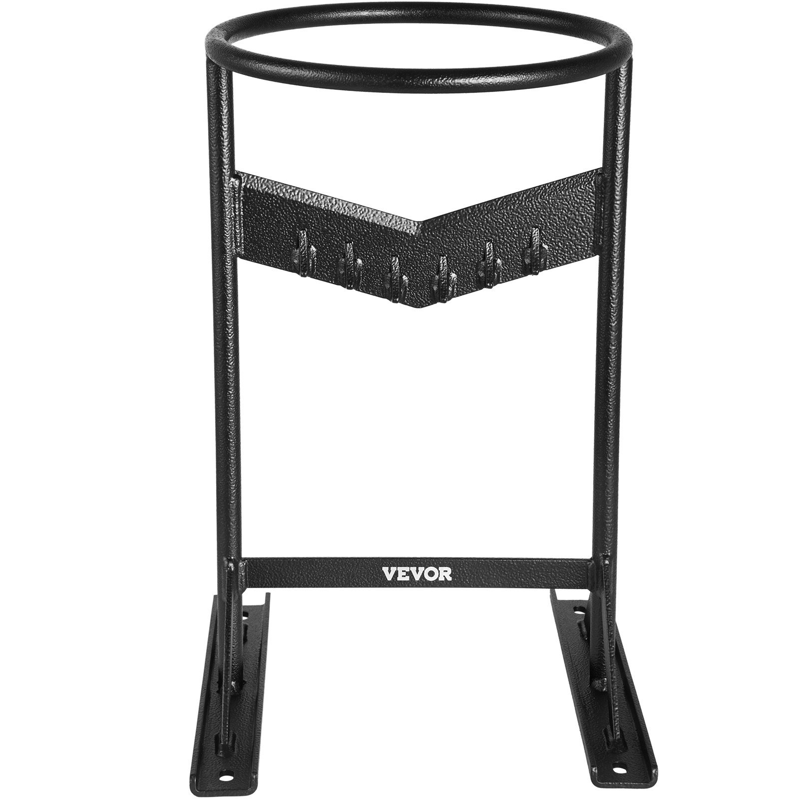 sturdy black VEVOR firewood kindling splitter with circular frame and sharp splitting blades.