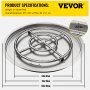 VEVOR Drop in Fire Pit Pan, 31\" x 31\" Round Fire Pit Burner, Stainless Steel Gas Fire Pan, Fire Pit Burner Pan with 1 Pack Volcanic Rock Fire Pit Insert with 300K BTU for Keeping Warm with Family &