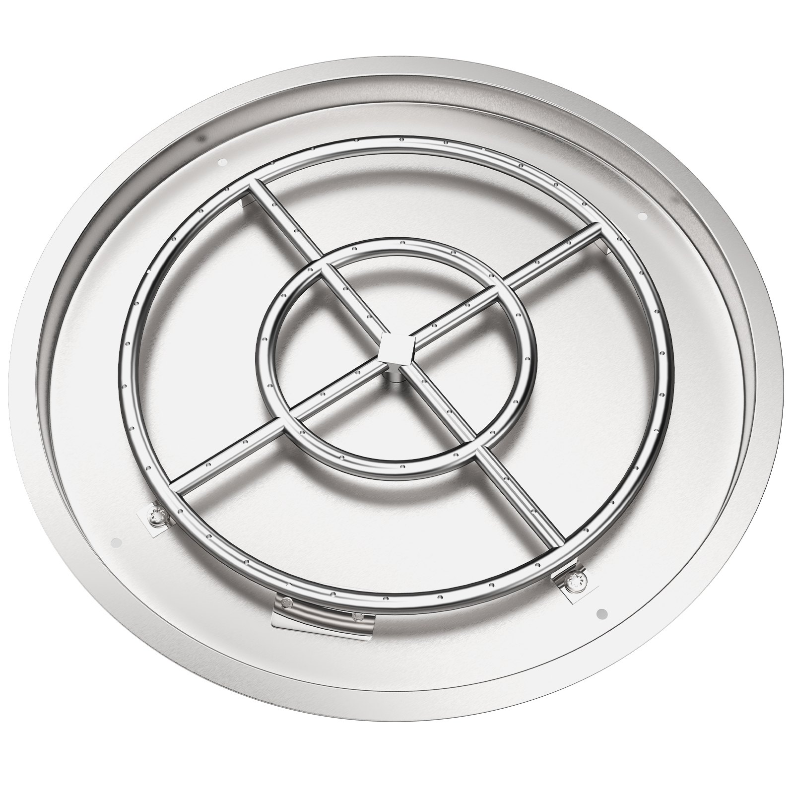 VEVOR Drop in Fire Pit Pan, 31\" x 31\" Round Fire Pit Burner, Stainless Steel Gas Fire Pan, Fire Pit Burner Pan with 1 Pack Volcanic Rock Fire Pit Insert with 300K BTU for Keeping Warm with Family &