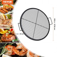 VEVOR X-Marks Fire Pit Grill Grate, Round Cooking Grate, Heavy Duty Steel Campfire BBQ Grill Grid with Handle and Support X Wire, Portable Camping Cookware for Outside Party & Gathering, 30 Inch Black