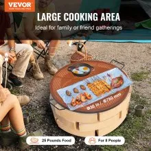 VEVOR X-Marks Fire Pit Grill Grate, Round Cooking Grate, Heavy Duty Steel Campfire BBQ Grill Grid with Handle and Support X Wire, Portable Camping Cookware for Outside Party & Gathering, 30 Inch Black