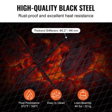 VEVOR X-Marks Fire Pit Grill Grate, Round Cooking Grate, Heavy Duty Steel Campfire BBQ Grill Grid with Handle and Support X Wire, Portable Camping Cookware for Outside Party & Gathering, 76 cm Black