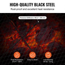 VEVOR X-Marks Fire Pit Grill Grate, Round Cooking Grate, Heavy Duty Steel Campfire BBQ Grill Grid with Handle and Support X Wire, Portable Camping Cookware for Outside Party & Gathering, 91cm Black