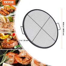 Grătar VEVOR X-Marks, grătar rotund pentru gătit, grătar din oțel rezistent pentru foc de tabără cu mâner și sârmă de susținere, vase portabile de camping pentru petreceri și adunări de exterior, 36 inch negru