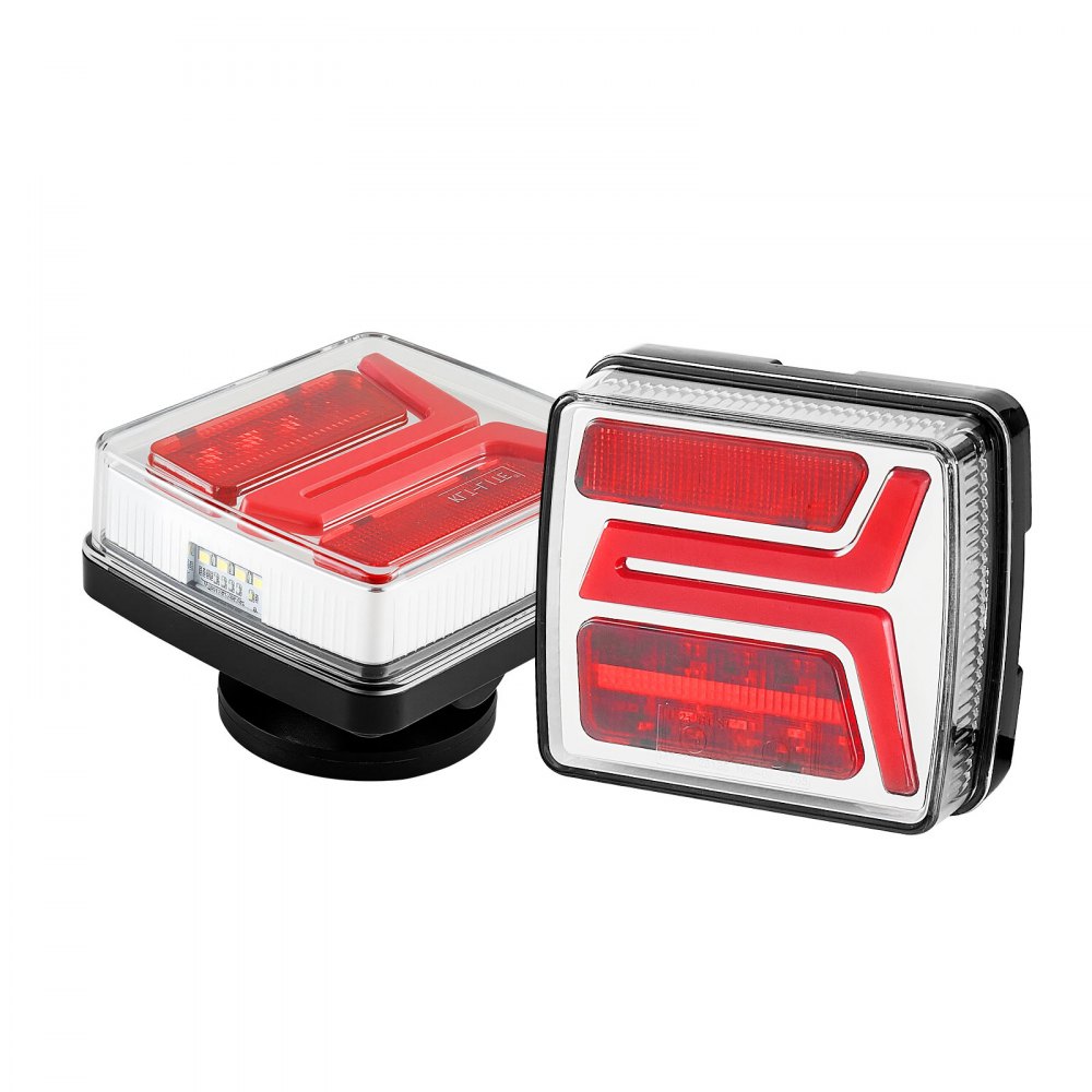VEVOR Trailer Lights, 2PCS Square Magnetic LED Trailer Tail Lights Kit with Stop Brake Turn Tail License Lamp, Waterproof Tow Lighting Kit with Wiring Harness for Boat Truck Camper RV Snowmobile Bus