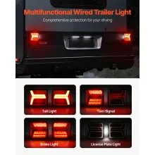 VEVOR Trailer Lights, 2PCS 12V Square Magnetic LED Trailer Tail Lights Kit with Stop Brake Turn Tail License Lamp, Waterproof Tow Lighting Kit with Wiring Harness for Boat Truck Camper RV Snowmobile