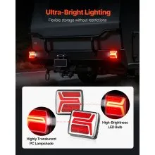 VEVOR Trailer Lights, 2PCS 12V Square Magnetic LED Trailer Tail Lights Kit with Stop Brake Turn Tail License Lamp, Waterproof Tow Lighting Kit with Wiring Harness for Boat Truck Camper RV Snowmobile
