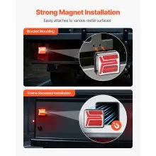 VEVOR Trailer Lights, 2PCS 12V Square Magnetic LED Trailer Tail Lights Kit with Stop Brake Turn Tail License Lamp, Waterproof Tow Lighting Kit with Wiring Harness for Boat Truck Camper RV Snowmobile