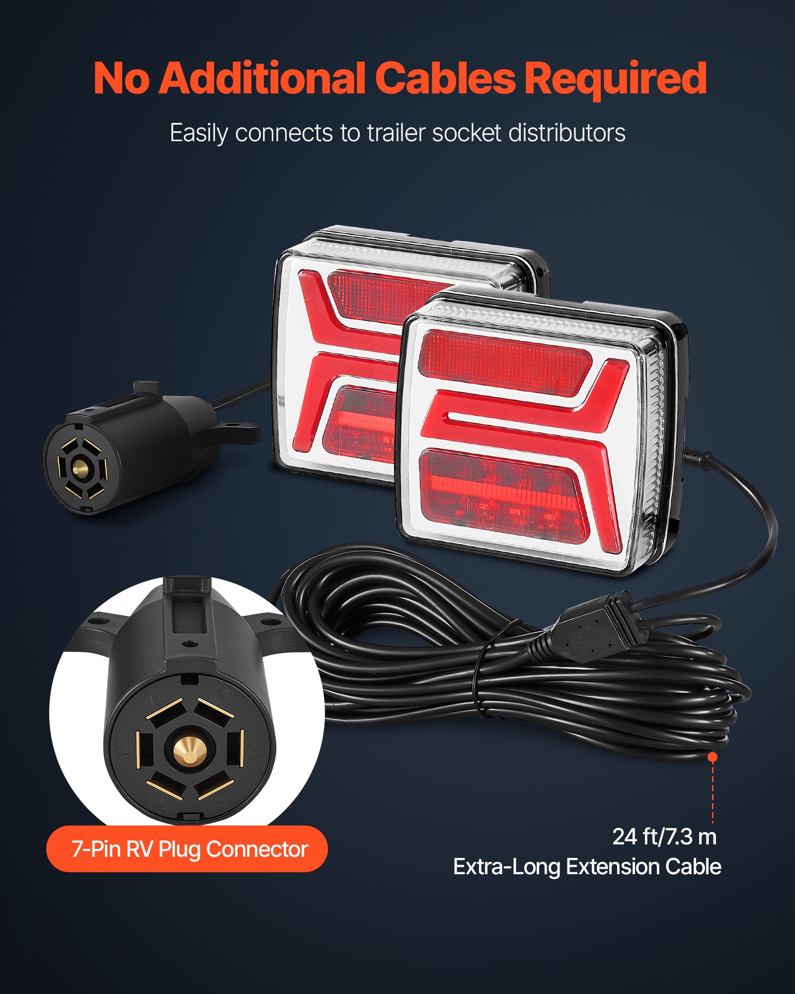 VEVOR Trailer Lights, 2PCS Square Magnetic LED Trailer Tail Lights Kit with Stop Brake Turn Tail License Lamp, Waterproof Tow Lighting Kit with Wiring Harness for Boat Truck Camper RV Snowmobile Bus