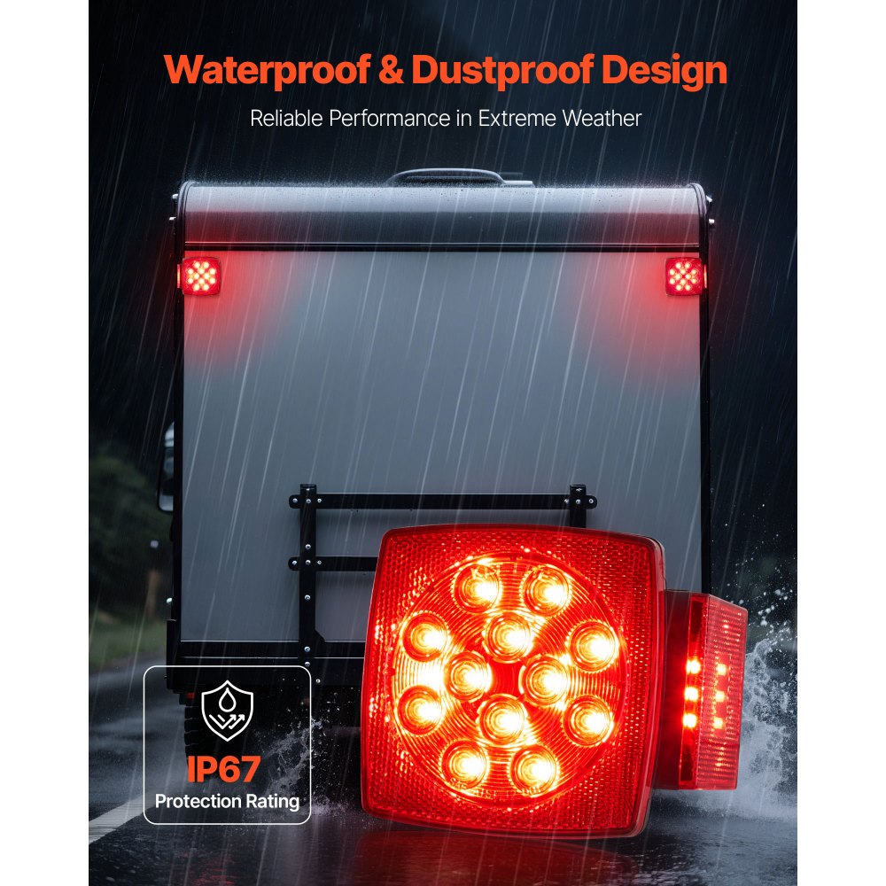 VEVOR Trailer Lights, LED Trailer Tail Lights Kit with Stop Brake Turn Tail License Plate Clearance Lamp, Waterproof Tow Lighting Kit with Wiring Harness for Boat Truck Camper RV Snowmobile Caravan