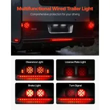 VEVOR Trailer Lights, 12V LED Trailer Tail Lights Kit with Stop Brake Turn Tail License Plate Clearance Lamp, Waterproof Tow Lighting Kit with Wiring Harness for Boat Truck Camper RV Snowmobile Bus