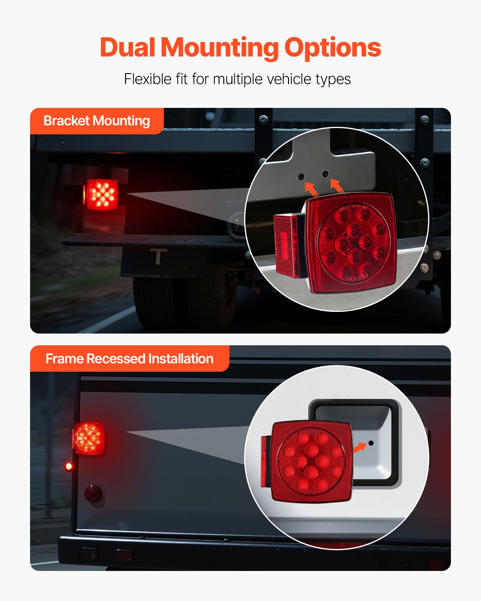 VEVOR Trailer Lights, LED Trailer Tail Lights Kit with Stop Brake Turn Tail License Plate Clearance Lamp, Waterproof Tow Lighting Kit with Wiring Harness for Boat Truck Camper RV Snowmobile Caravan