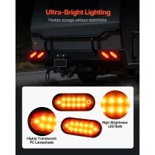 VEVOR Trailer Lights, 4PCS 12V Oval LED Trailer Tail Lights Kit with Stop Brake Turn Tail Lamp, Waterproof Tow Lighting Kit for Boat Truck Camper RV Snowmobile Bus Caravan, 2 Mounting Options, Red