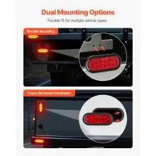 VEVOR Trailer Lights, 4PCS 12V Oval LED Trailer Tail Lights Kit with Stop Brake Turn Tail Lamp, Waterproof Tow Lighting Kit for Boat Truck Camper RV Snowmobile Bus Caravan, 2 Mounting Options, Red