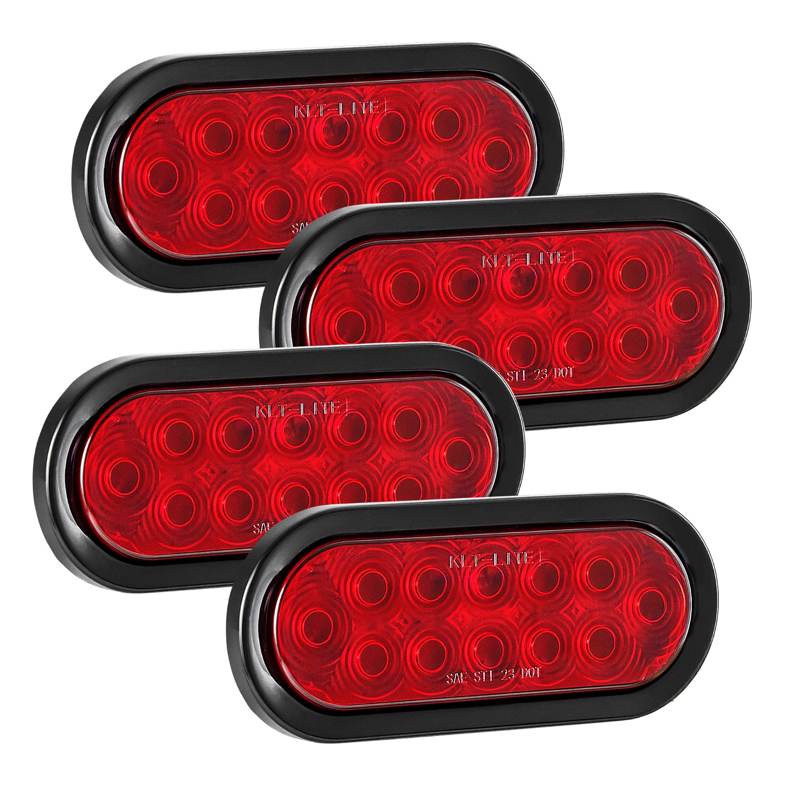 VEVOR Trailer Lights, 4PCS Oval LED Trailer Tail Lights Kit with Stop Brake Turn Tail Lamp, Waterproof Tow Lighting Kit for Boat Truck Camper RV Snowmobile Bus Caravan, Dual Mounting Options, Red