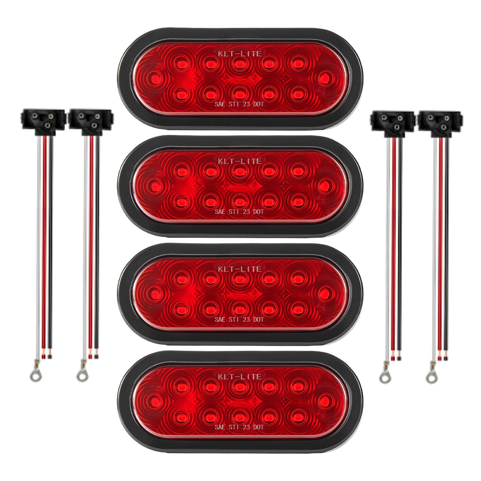 VEVOR Trailer Lights, 4PCS Oval LED Trailer Tail Lights Kit with Stop Brake Turn Tail Lamp, Waterproof Tow Lighting Kit for Boat Truck Camper RV Snowmobile Bus Caravan, Dual Mounting Options, Red