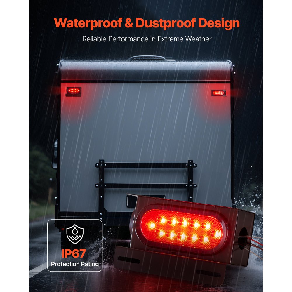 VEVOR Trailer Lights, LED Trailer Tail Lights Kit with Stop Brake Turn Tail Clearance (Side) Lamp, Left and Right Waterproof Dustproof Tow Lighting Kit for Boat Truck Camper RV Snowmobile Bus Caravan