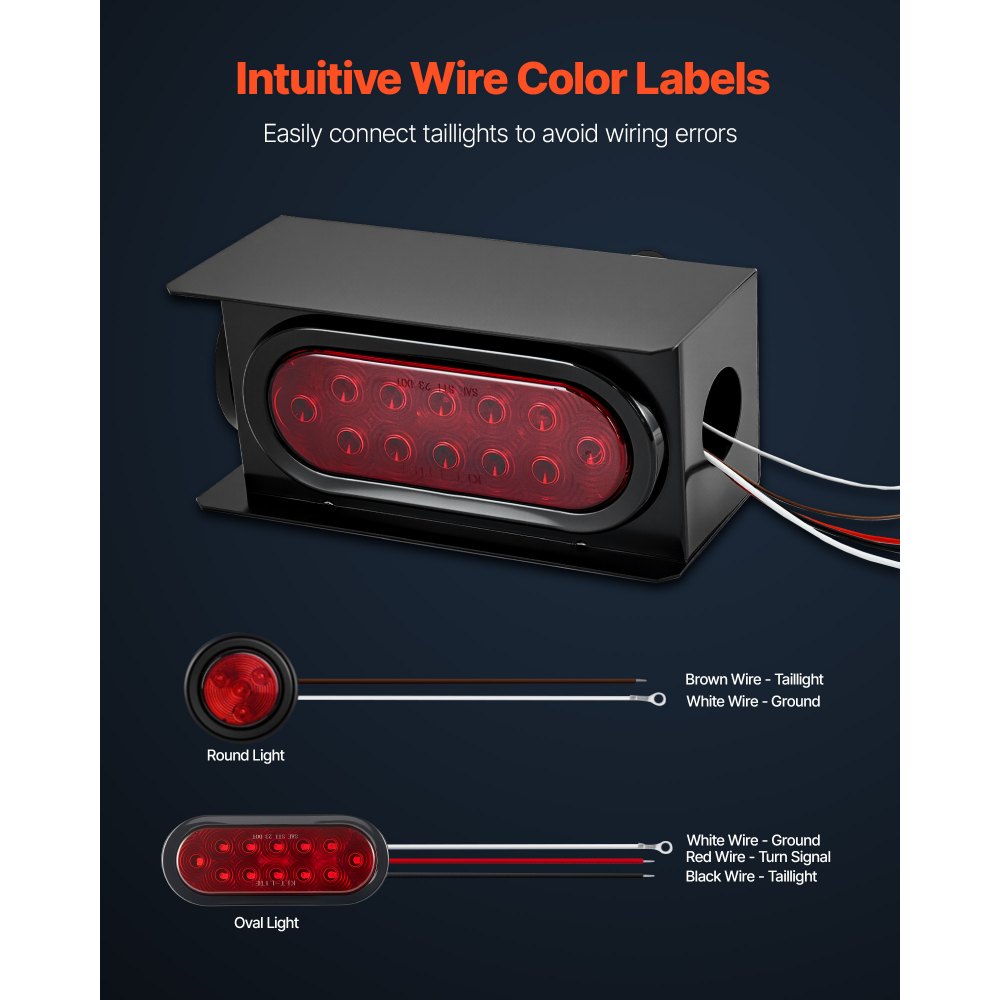 VEVOR Trailer Lights, LED Trailer Tail Lights Kit with Stop Brake Turn Tail Clearance (Side) Lamp, Left and Right Waterproof Dustproof Tow Lighting Kit for Boat Truck Camper RV Snowmobile Bus Caravan