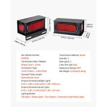 VEVOR Trailer Lights, 10-30V LED Trailer Tail Lights Kit with Stop Brake Turn Tail Clearance (Side) Lamp, Left and Right Waterproof Tow Lighting Kit for Boat Truck Camper RV Snowmobile Bus Caravan