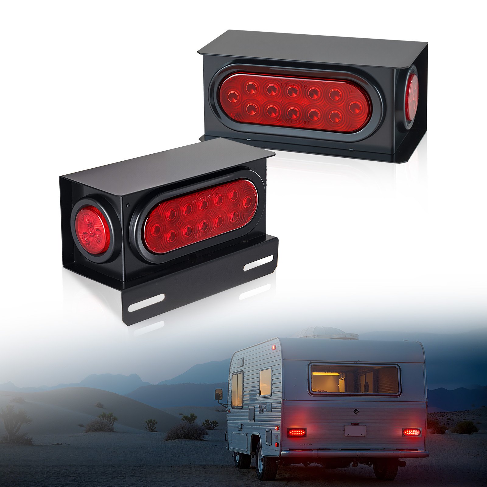 VEVOR Trailer Lights, LED Trailer Tail Lights Kit with Stop Brake Turn Tail Clearance (Side) Lamp, Left and Right Waterproof Dustproof Tow Lighting Kit for Boat Truck Camper RV Snowmobile Bus Caravan