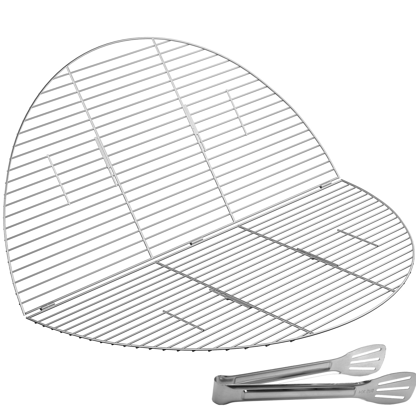 VEVOR Fire Pit Cooking Grill Grate 36 Inch, Foldable Round Cooking Grate, Solid Stainless Steel Campfire BBQ Rack with Foldable Side & Lightweight for Outdoor Picnic Party & Gathering, Silver