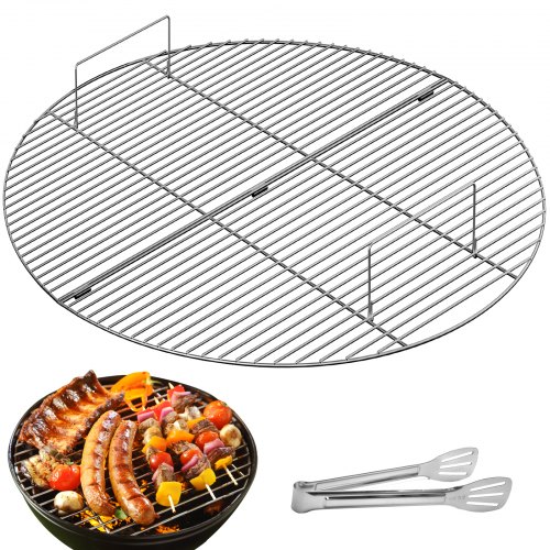 VEVOR Fire Pit Grill Grate, Foldable Round Cooking Grate, Solid Stainless Steel Campfire BBQ Grill with Fplding Handle & Lightweight for Outdoor Campfire Party & Gathering, 36 Inch Silver