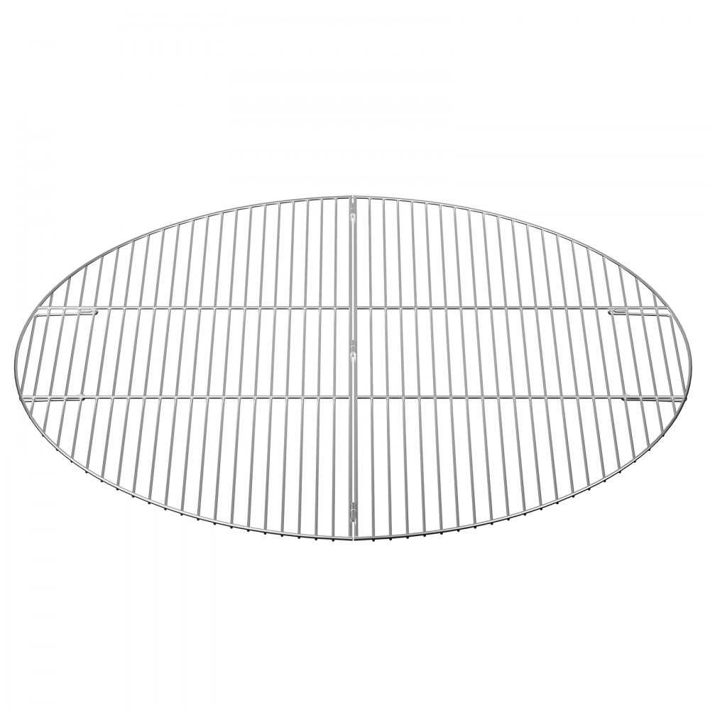 VEVOR Fire Pit Cooking Grill Grate 36 Inch, Foldable Round Cooking Grate, Solid Stainless Steel Campfire BBQ Rack with Folding Handle & Lightweight for Outdoor Picnic Party & Gathering, Silver