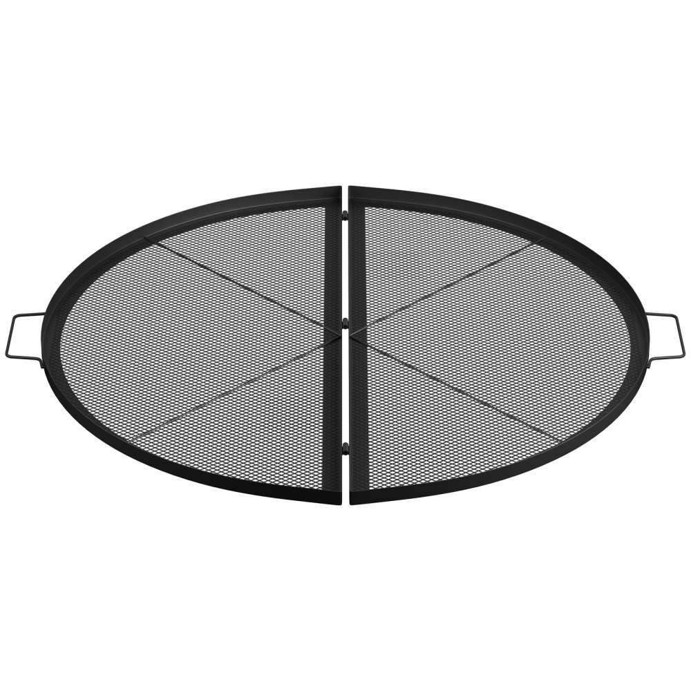 VEVOR Fire Pit Cooking Grill Grate 36 Inch, Foldable Round Cooking Rack, Heavy Duty X-Marks Campfire BBQ Grill with Portable Handle & Support Wire for Outdoor Picnic Party & Gathering, Black