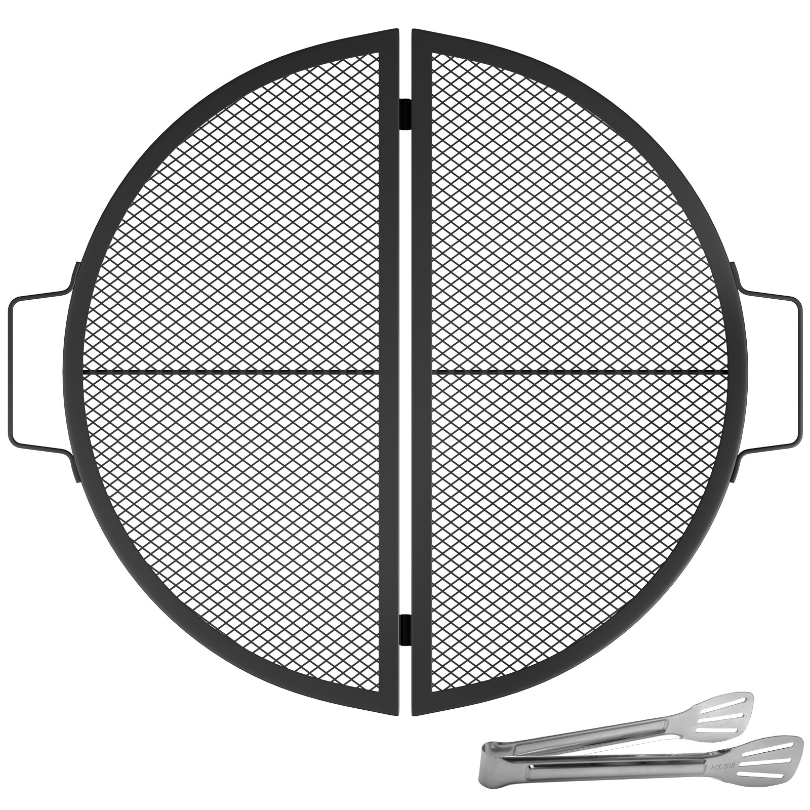 VEVOR Fire Pit Cooking Grate 22 Inch, Foldable Round Cooking Grill Grates,Heavy Duty X-Marks BBQ Grill with Portable Handle & Support Wire for Outdoor Campfire Party & Gathering