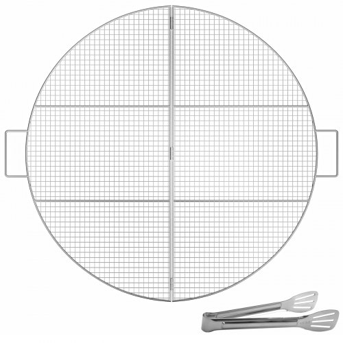 VEVOR Parrilla para fogata de 30.0 in, rejilla de cocina redonda plegable, rejilla para barbacoa de acero inoxidable sólido con mango y alambre de soporte para picnic al aire libre, fiesta y reunión, color plateado