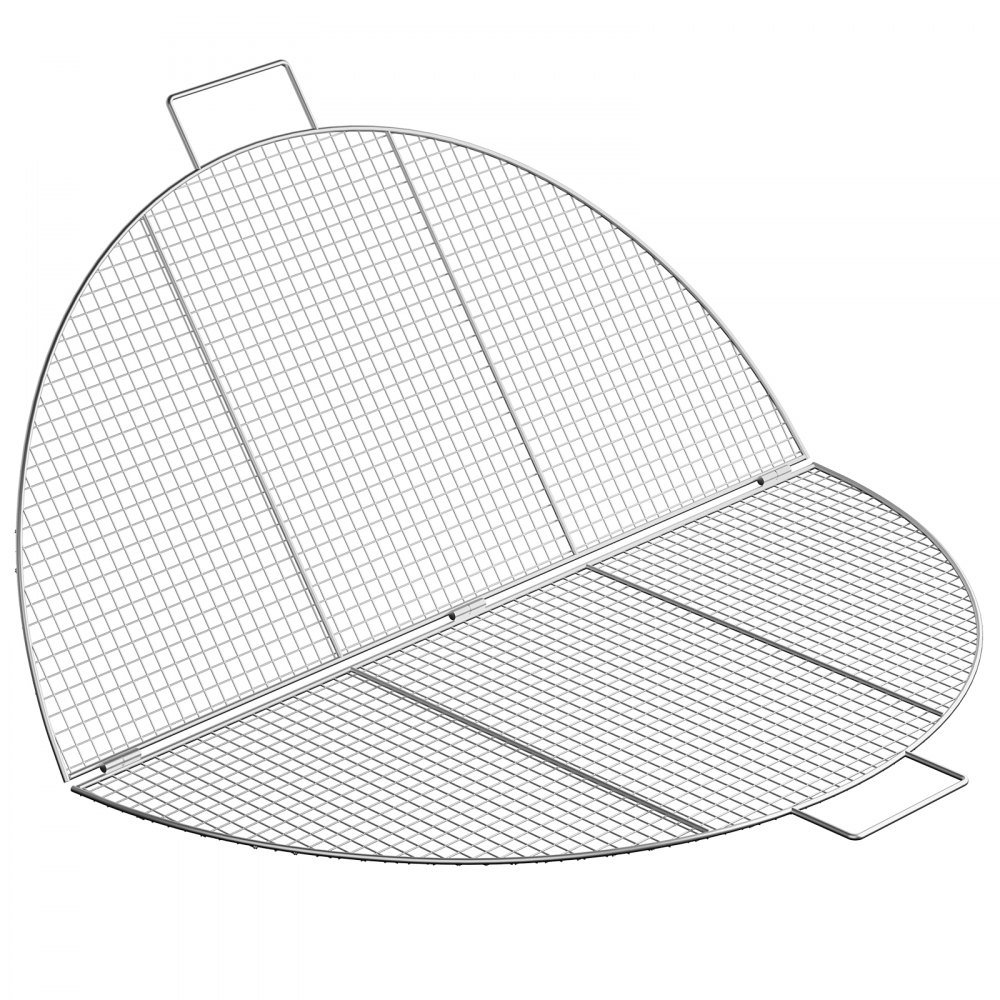 VEVOR Fire Pit Cooking Grill Grates 30 Inch, Foldable Round Cooking Grate, Solid Stainless Steel Campfire BBQ Rack with Handle & Support Wire for Outdoor Picnic Party & Gathering, Silver