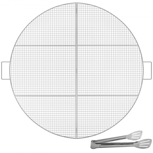 VEVOR Fire Pit Cooking Grill Grate 36 Inch, Foldable Round Cooking Grate, Solid Stainless Steel Campfire BBQ Rack with Handle & Support Wire for Outdoor Picnic Party & Gathering, Silver