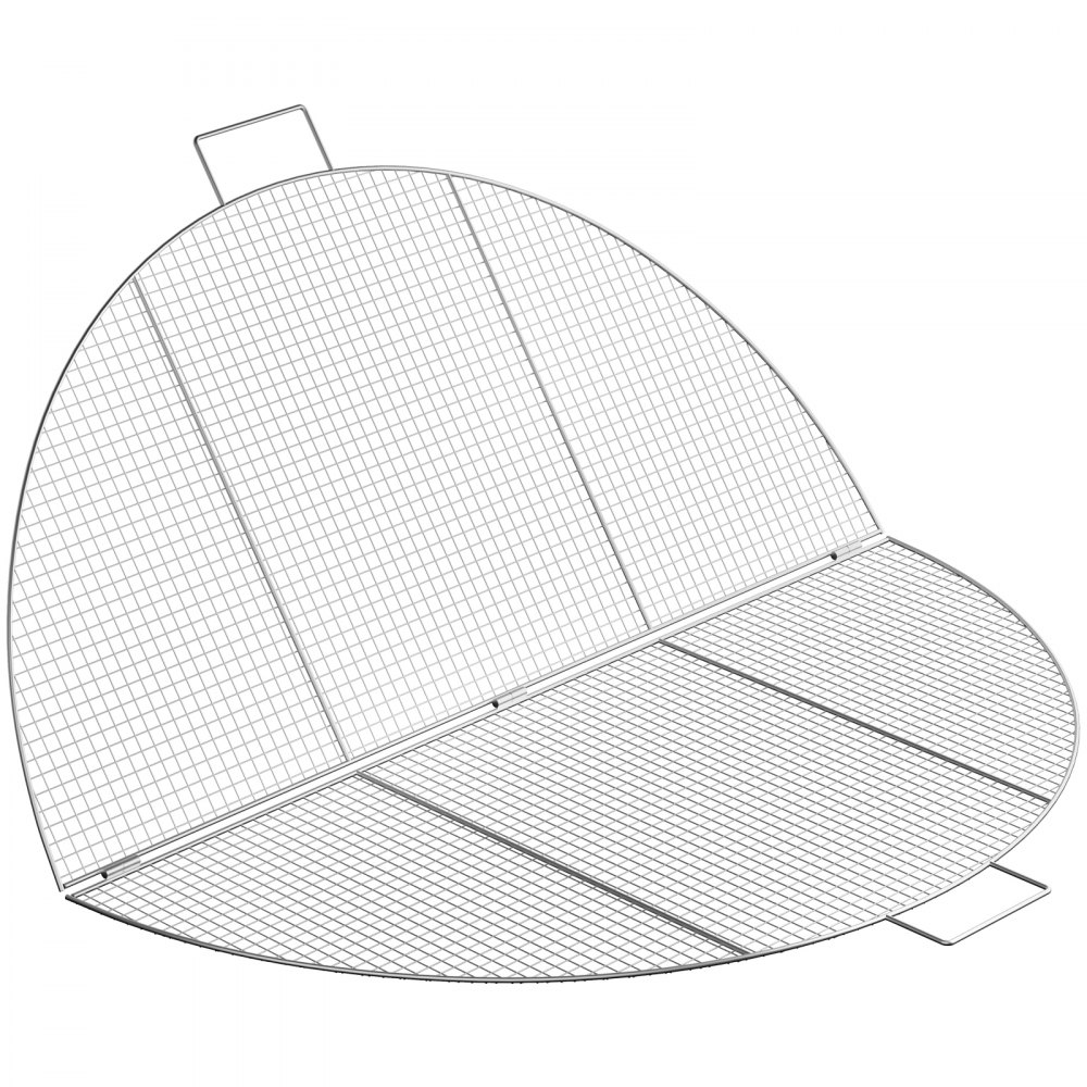 VEVOR Fire Pit Cooking Grill Grate 36 Inch, Foldable Round Cooking Grate, Solid Stainless Steel Campfire BBQ Rack with Handle & Support Wire for Outdoor Picnic Party & Gathering, Silver