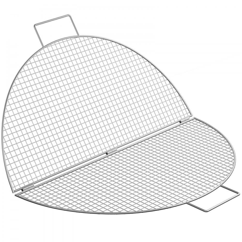 VEVOR Fire Pit Cooking Grill Grate 24 Inch, Foldable Round Cooking Grate, Stainless Steel Tight Grid Campfire BBQ Grill with Portable Handle for Outdoor Picnic Party & Gathering, Silver